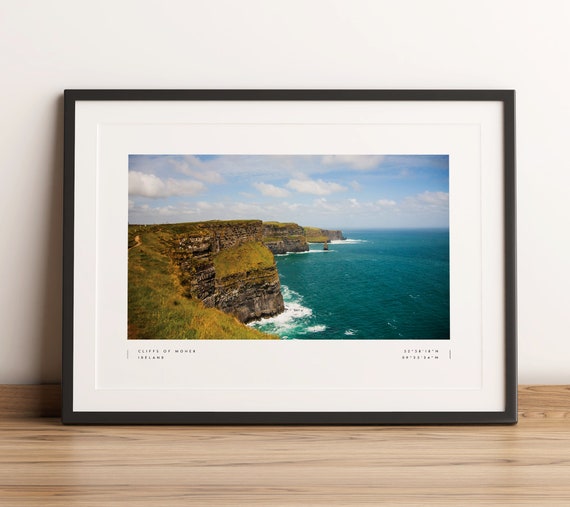 Cliffs Of Moher Coordinates Wall Art Print