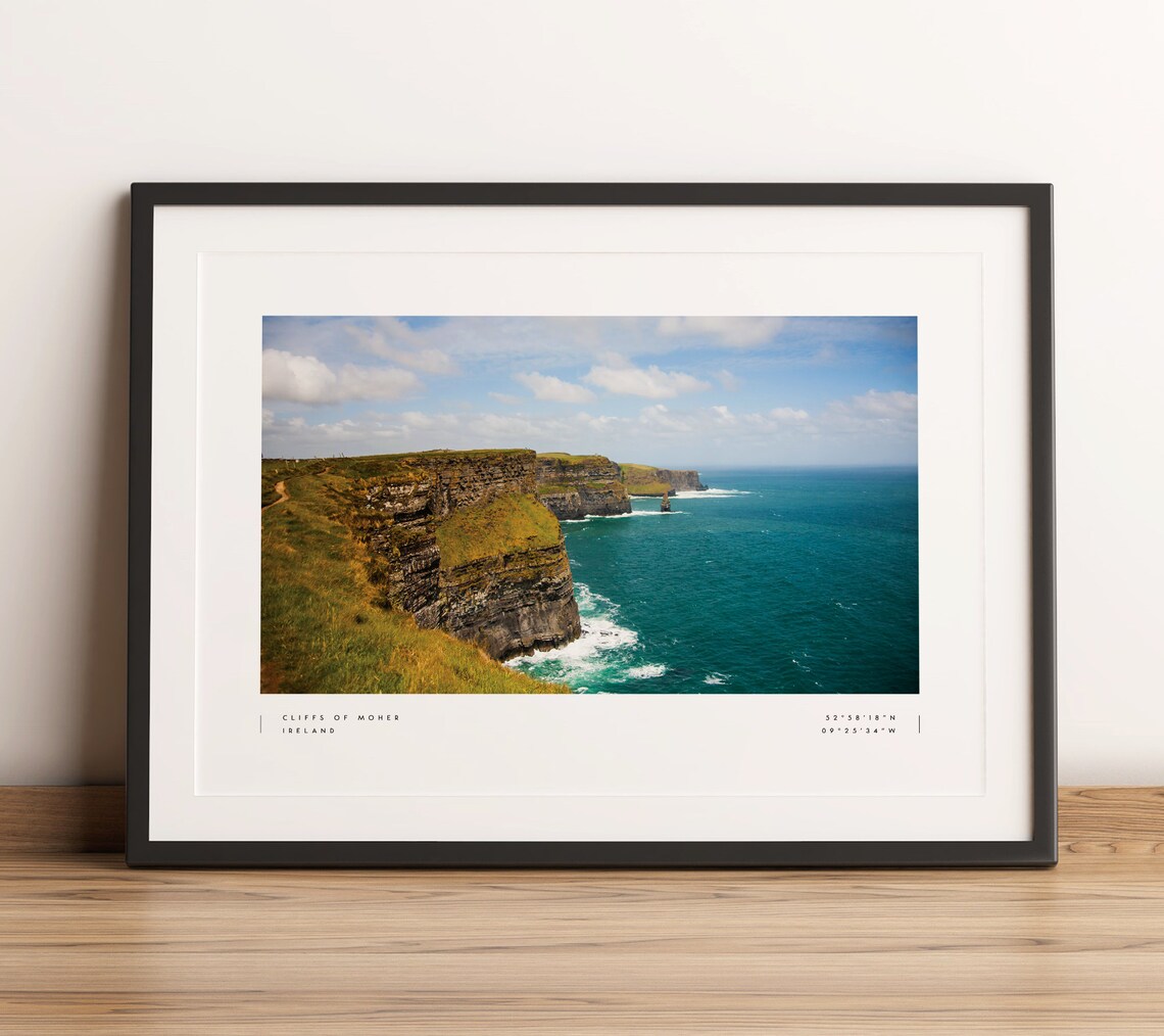 Cliffs Of Moher Coordinates Wall Art Print