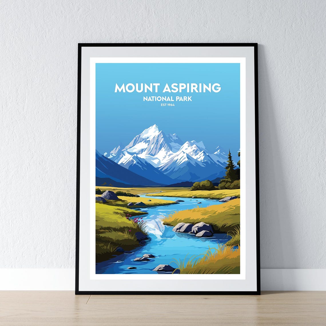 Mount Aspiring National Park Alpine Meadow Stream Valley Poster