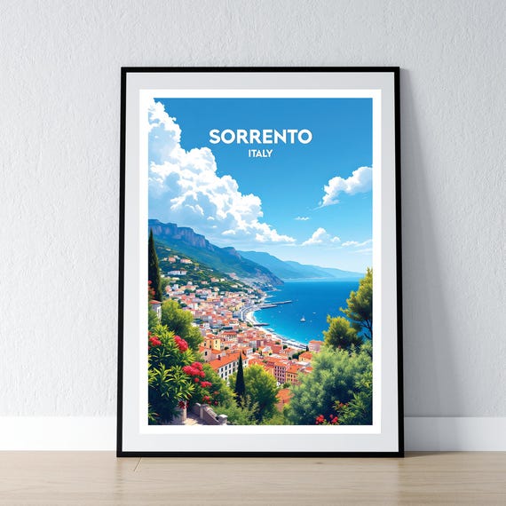 Sorrento Poster Print Wall Art Gift Travel Home Decor Illustration Amalfi Italy Wpa