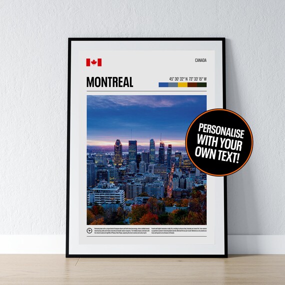Montreal Canada Downtown Skyline Dusk Personalised Travel Poster