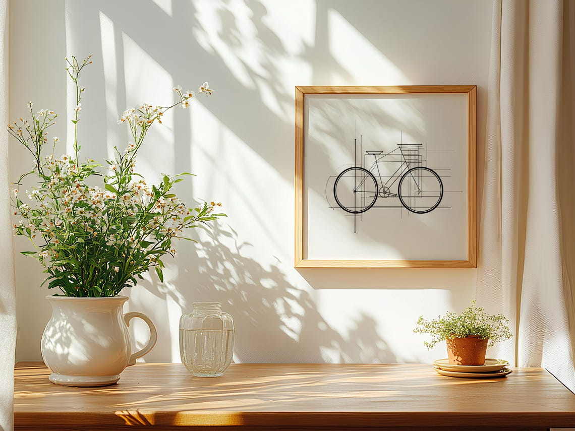 Bicycle Blueprint, Minimalist Line Art Poster - Image 3