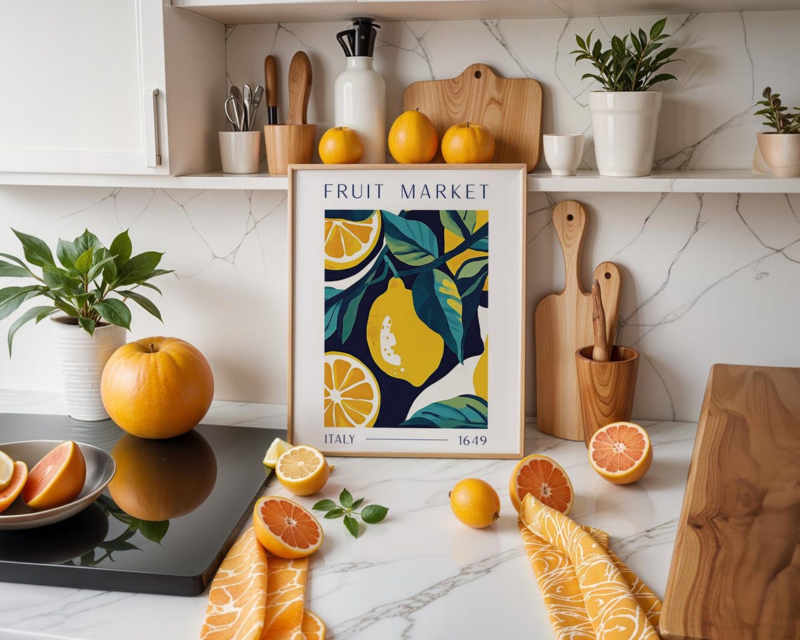 Vintage Italian Lemon Print, Mediterranean Kitchen Poster - Image 4