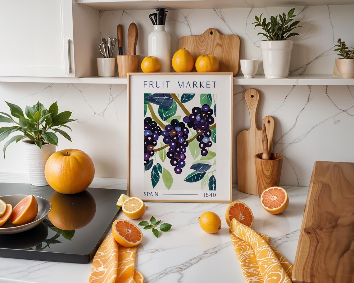 Spanish Grape Fruit Market Poster, Vintage Botanical Kitchen Art - Image 4