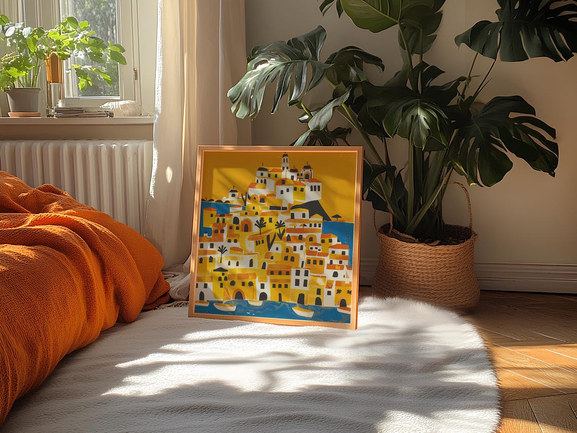 Mediterranean City Coastal Village Art Print - Image 6