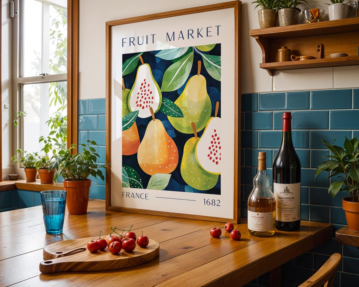 Vintage Fruit Market Poster, French Pear Illustration - Image 6