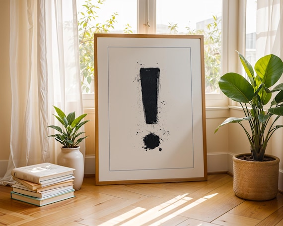 Exclamation Mark Bold Typography, Minimalist Text Art