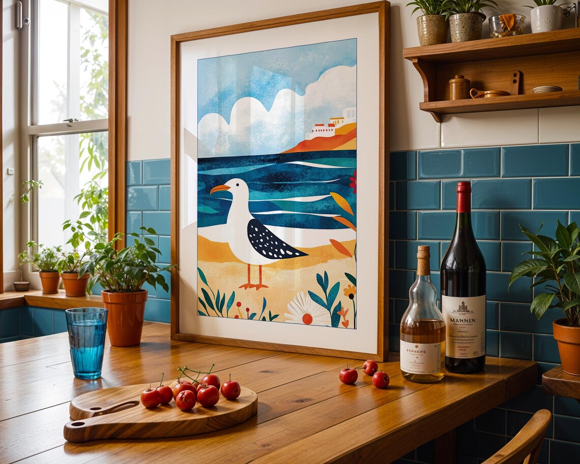 Seagull Beach - Mediterranean Shoreline Art - Image 6