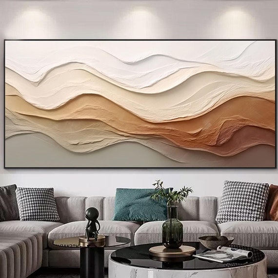 Original 3d Abstract Mountain Painting On Personalized Gift Framed Plaster Textured Wall Art Wabi Sabi Style Living Room Wall Decor