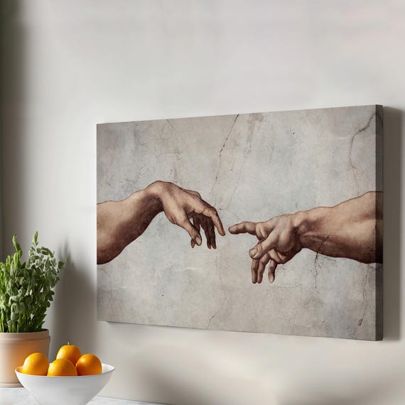 The Creation Of Adam By Michelangelo Canvas Art Classic Room Decor Modern Wall Housewarming Gifts