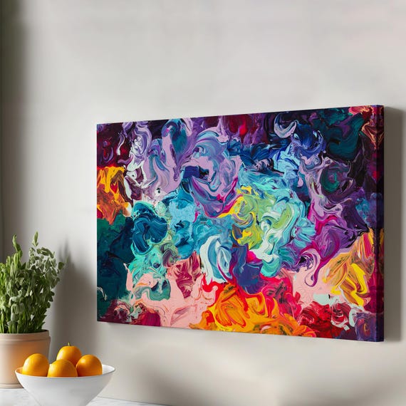 Modern Style Oil Painting Look Decorative Canvas Wall Art Abstract Print Decor