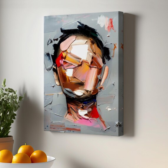 Abstract Brushstroke Face Portrait Bold Palette Knife Art Poster