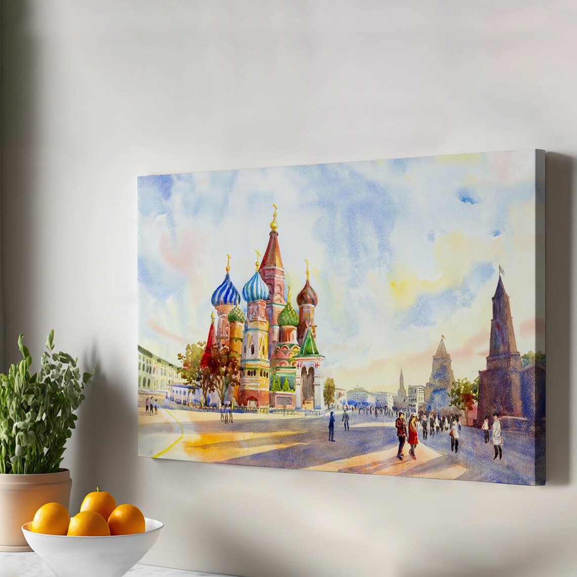 St Basils Cathedral Red Square Moscow Watercolor Landmark Canvas Poster
