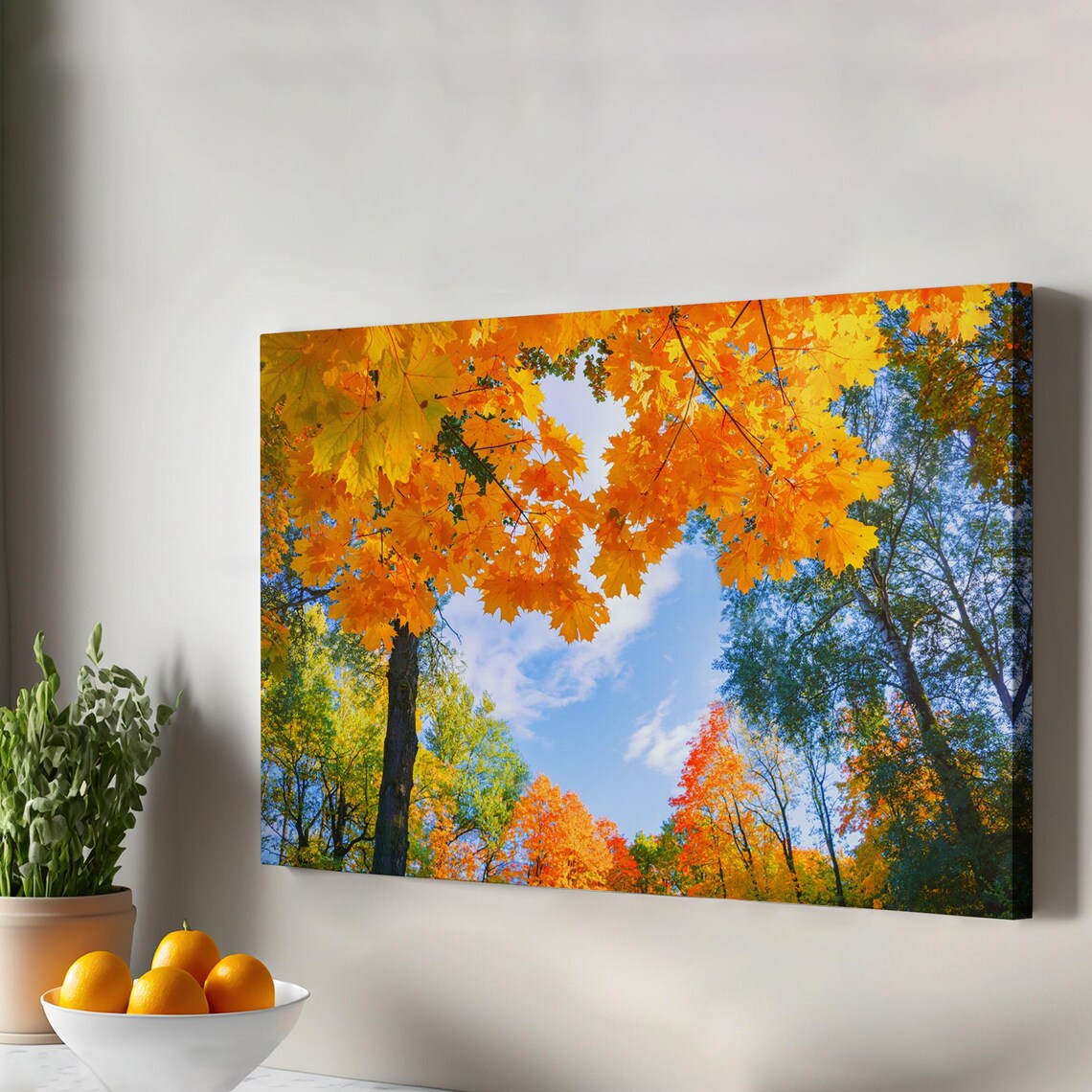 Golden Autumn Leaves Canopy Poster Maple Forest Fall Foliage Nature Artwork