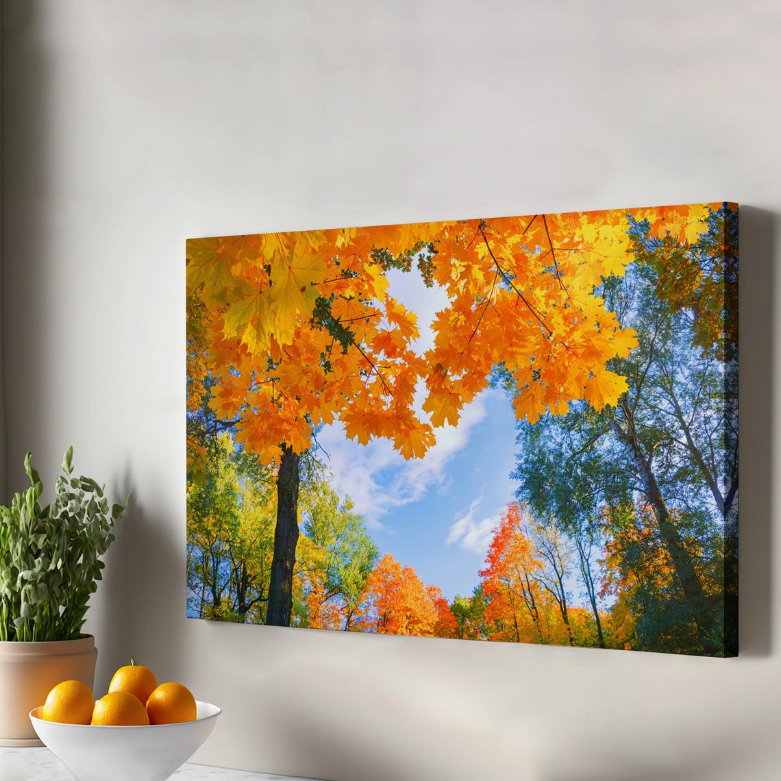Yellow Leafed Autumn Landscape Wall Painting Nature Canvas Art Print Decor