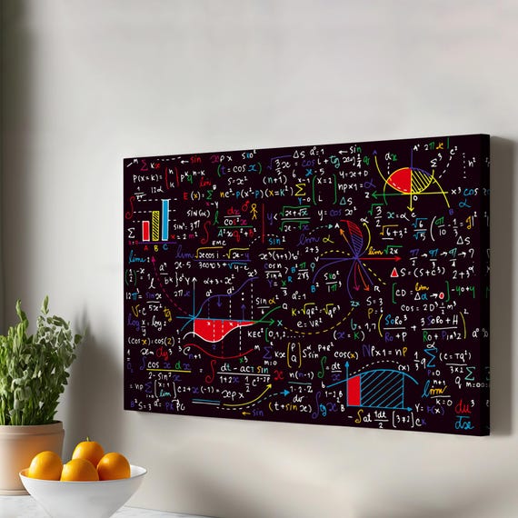 Canvas Painting With Mathematical Formulas Gift For Teachers Students Room Decor Classic Art Large Wall Hanging