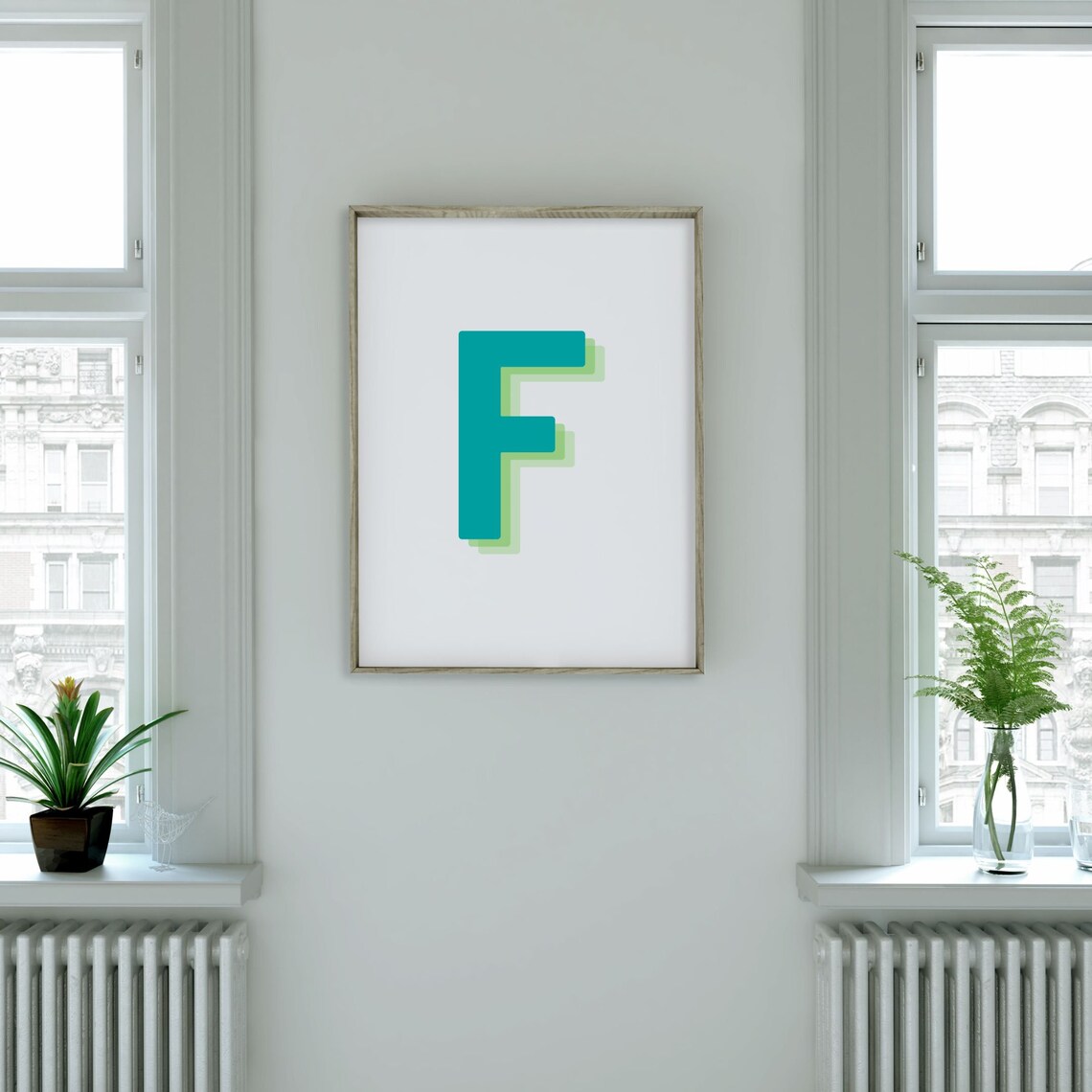 Retro 3D Letter F Monogram Alphabet Print - Image 3