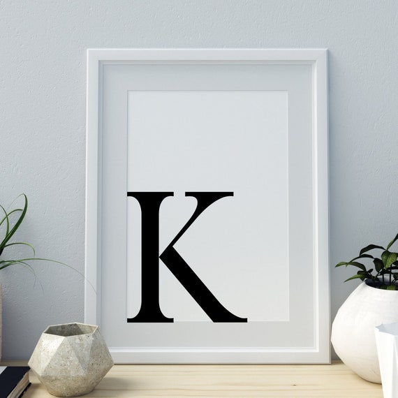 Letter K Print, Minimalist Monogram Art