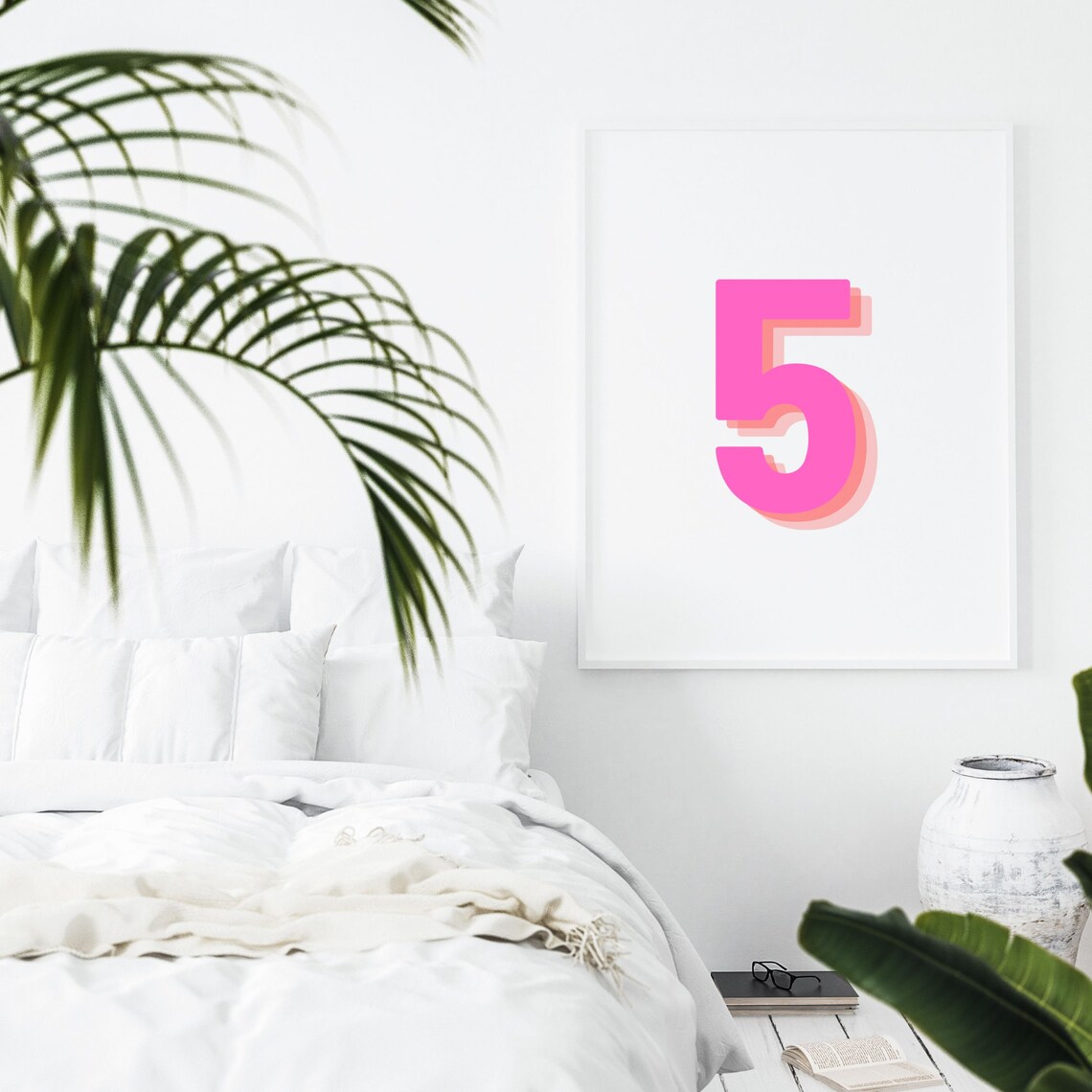 Retro 3D Number 5, Monogram Number Five Art Print - Image 4