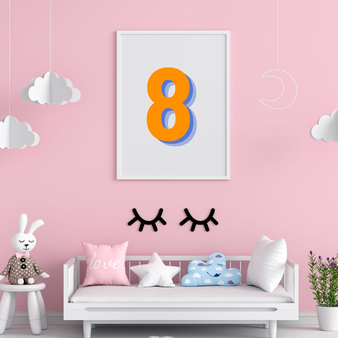 Retro 3D Number 8, Monogram Eight Poster - Image 2