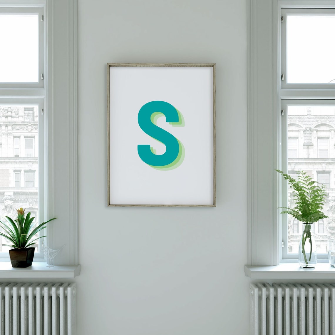 Retro 3D Letter S Monogram Art Print - Image 3