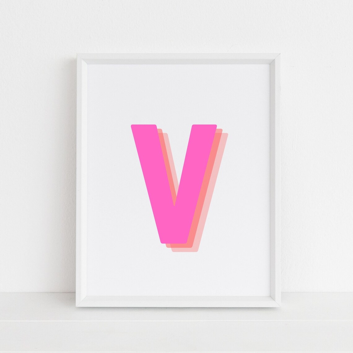 Retro 3D Letter V Monogram, Baby Letter Art