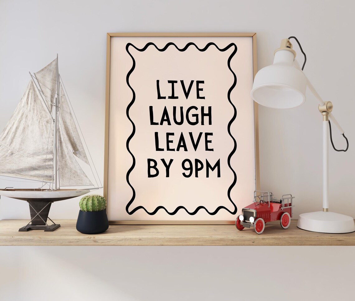 Live Laugh Leave By 9pm, Neutral Boho Wall Art Print - Image 4