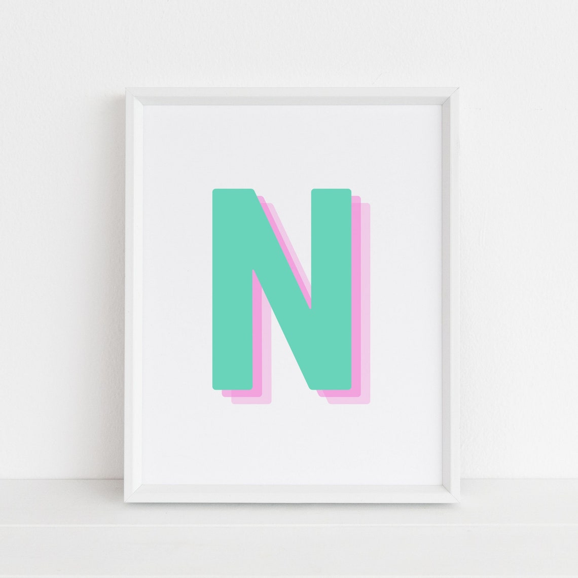 Retro 3D Letter N Monogram Alphabet Art