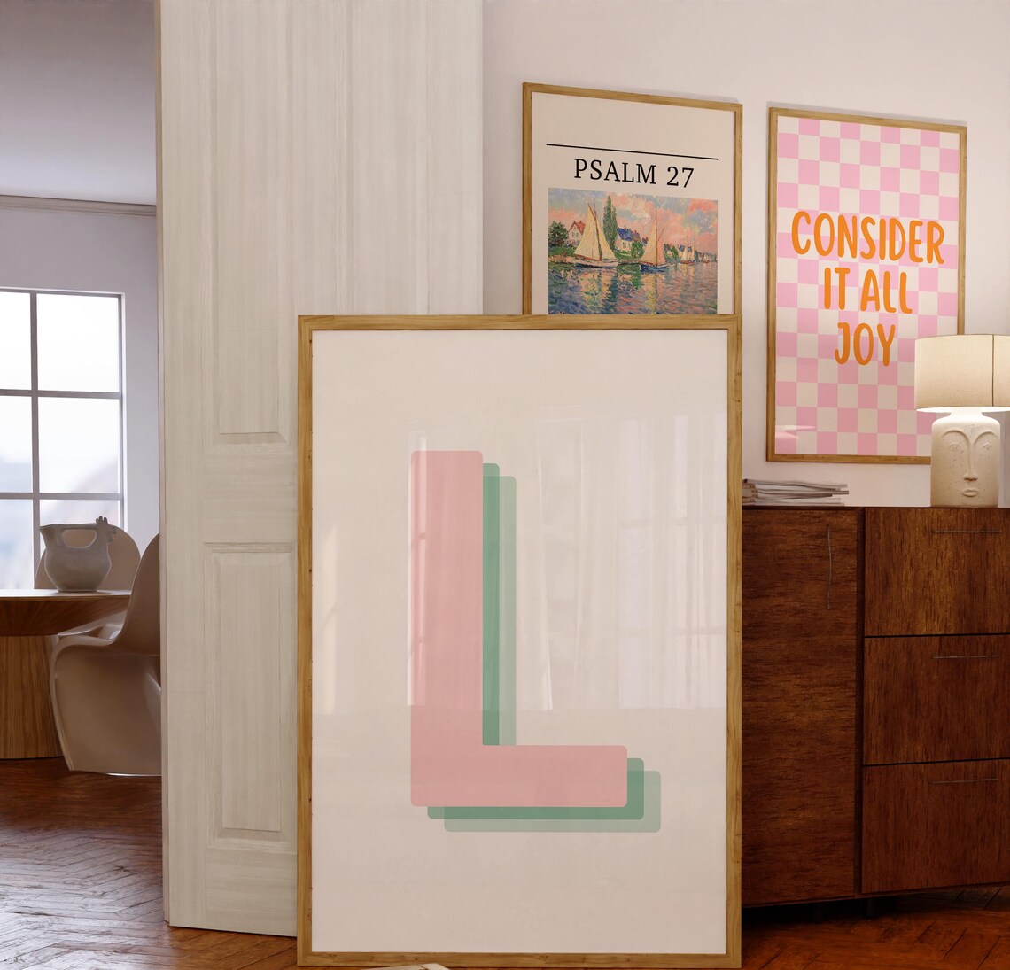 Retro 3D L Letter Poster, Initial Monogram - Image 3