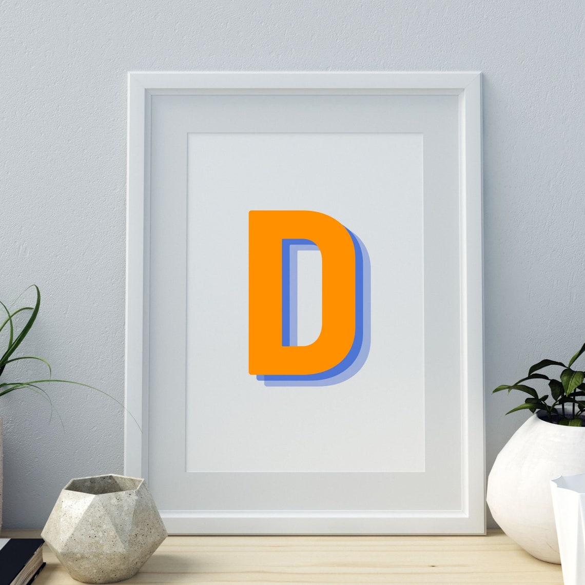 Retro 3D Letter D Monogram Art Print - Image 4