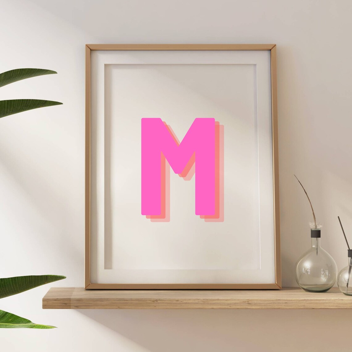 Retro 3D Letter M Art Print, Monogram Initial - Image 5