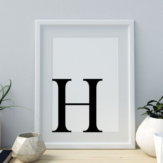 Letter H Print Minimalist Letter Art Monogram Letter Print Initial Alphabet Print Baby Letter Art Wall Art Home Decor