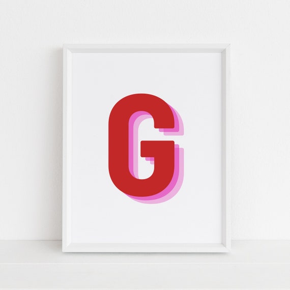 Retro 3D Letter G Monogram Alphabet Art Print