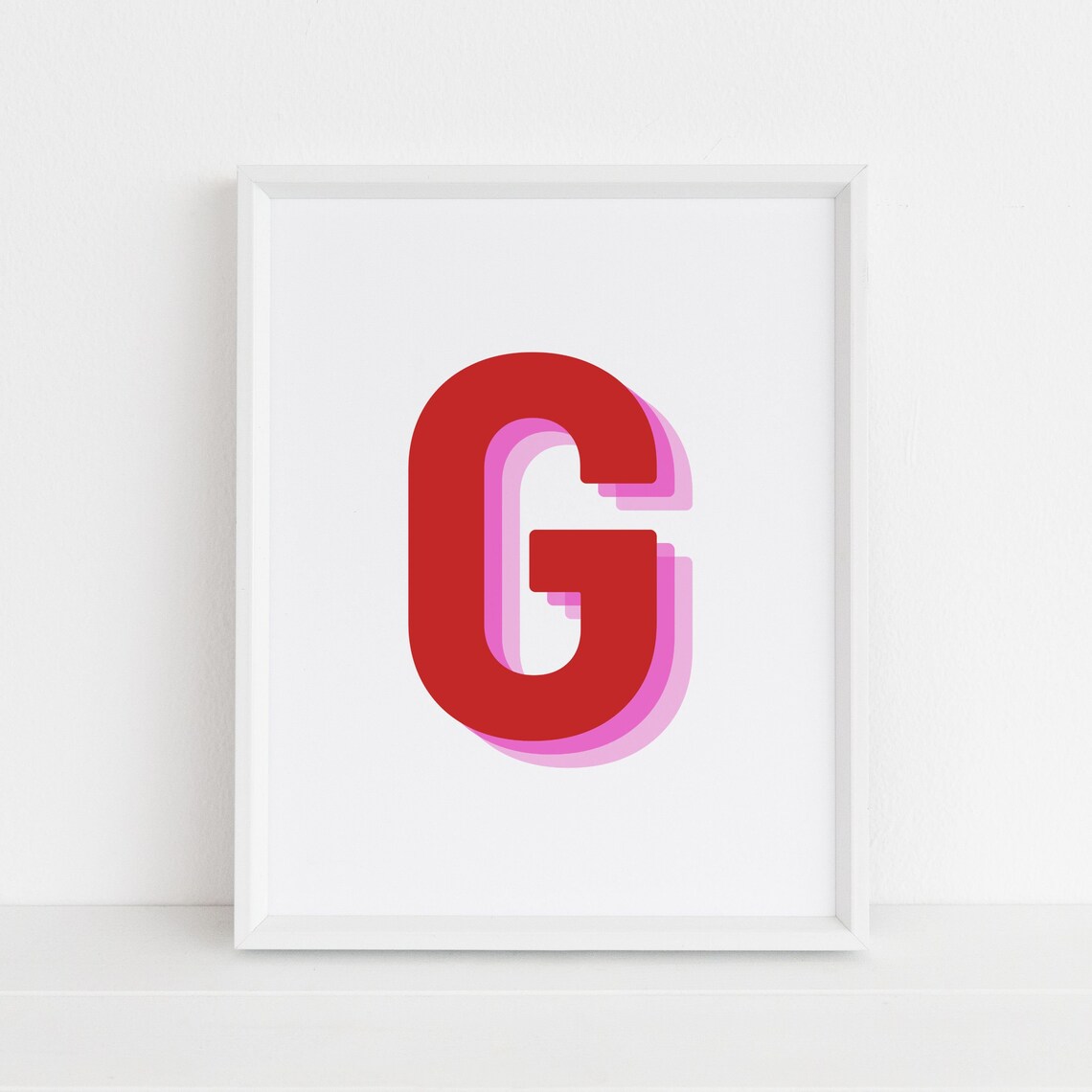 Retro 3D Letter G Monogram Alphabet Art Print
