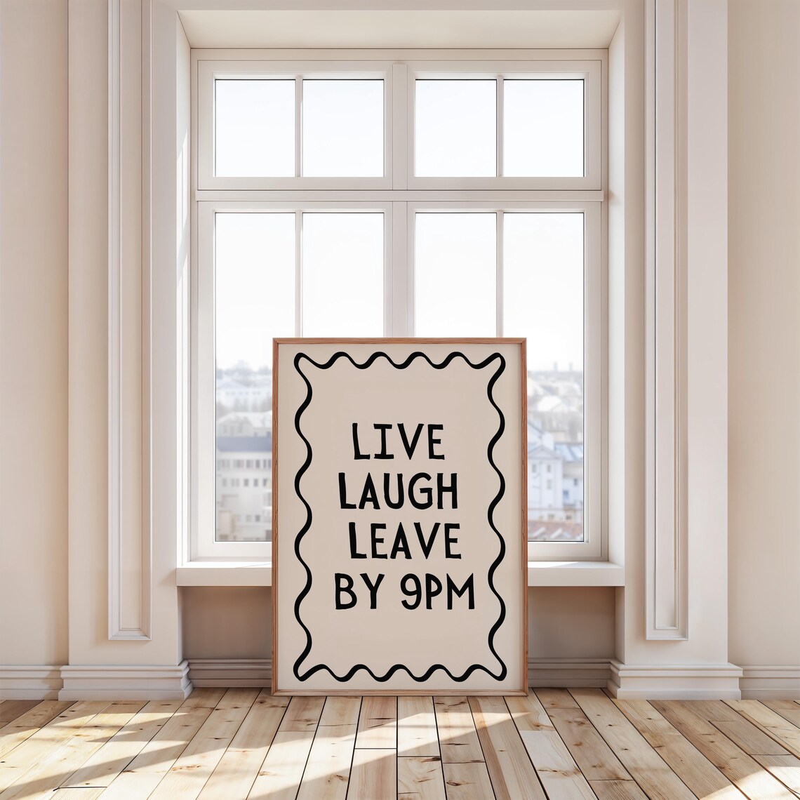 Live Laugh Leave By 9pm, Neutral Boho Wall Art Print - Image 3