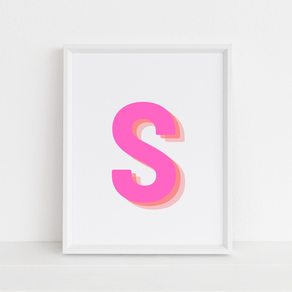 Retro 3D Letter S Monogram, Alphabet Art Print
