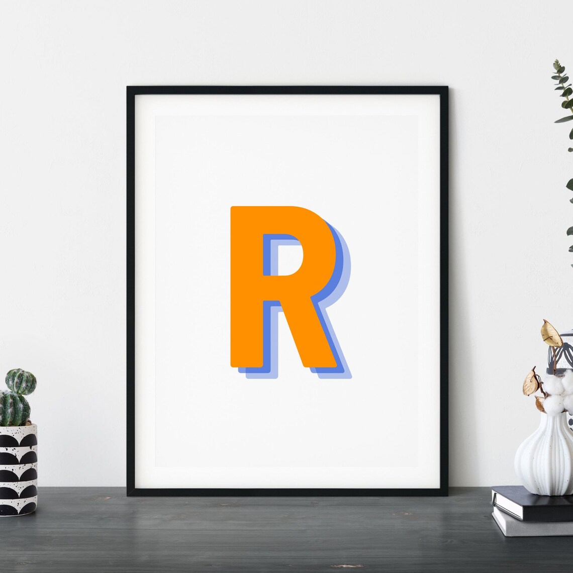 Retro 3D Letter R Monogram Alphabet Print - Image 5