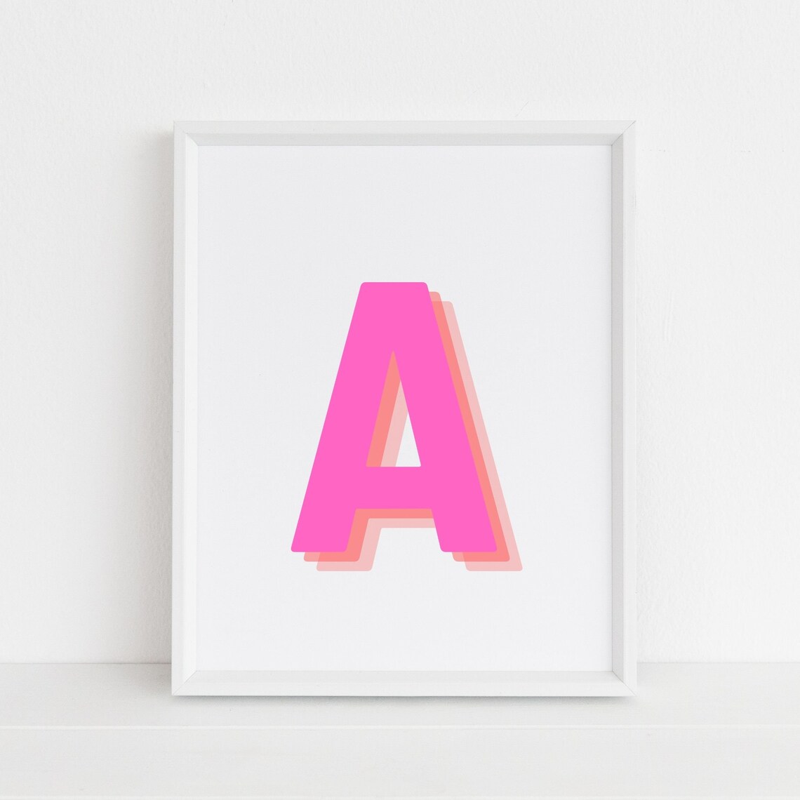 Retro 3D Letter A Monogram Alphabet Art Print