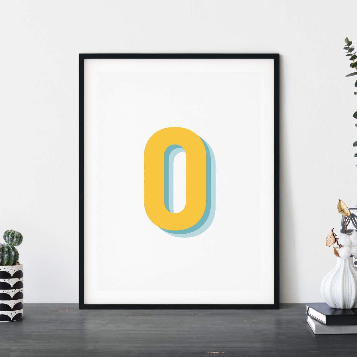 Retro 3D Number Zero Poster, Monogram Age Print - Image 5