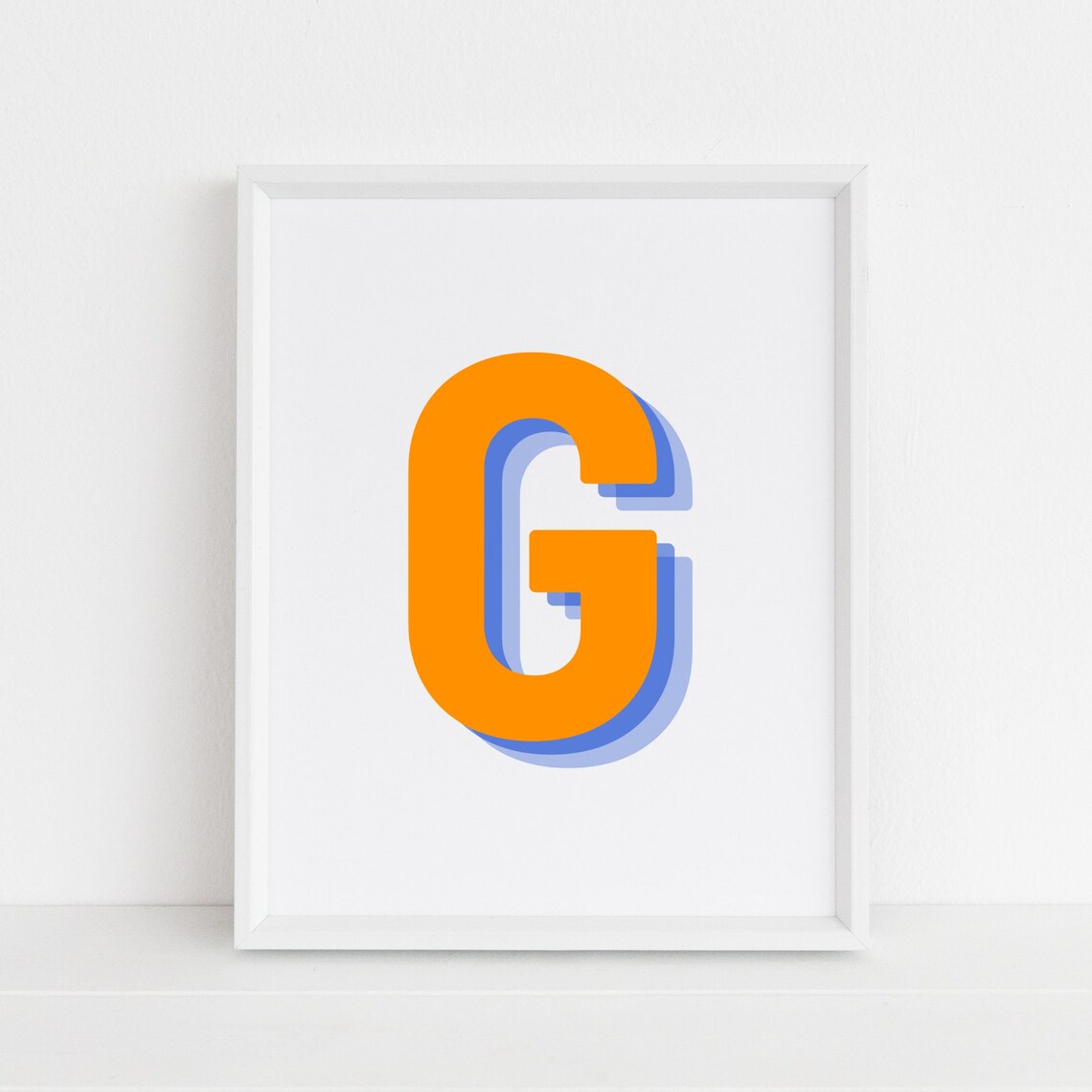Retro 3D Letter G, Monogram Alphabet Print
