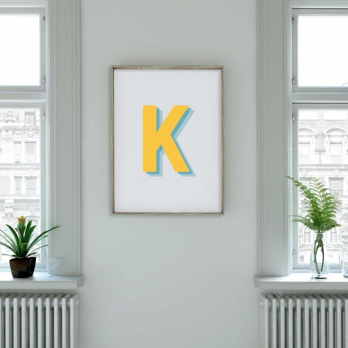 Retro 3D K Letter Art Print, Monogram Print - Image 3
