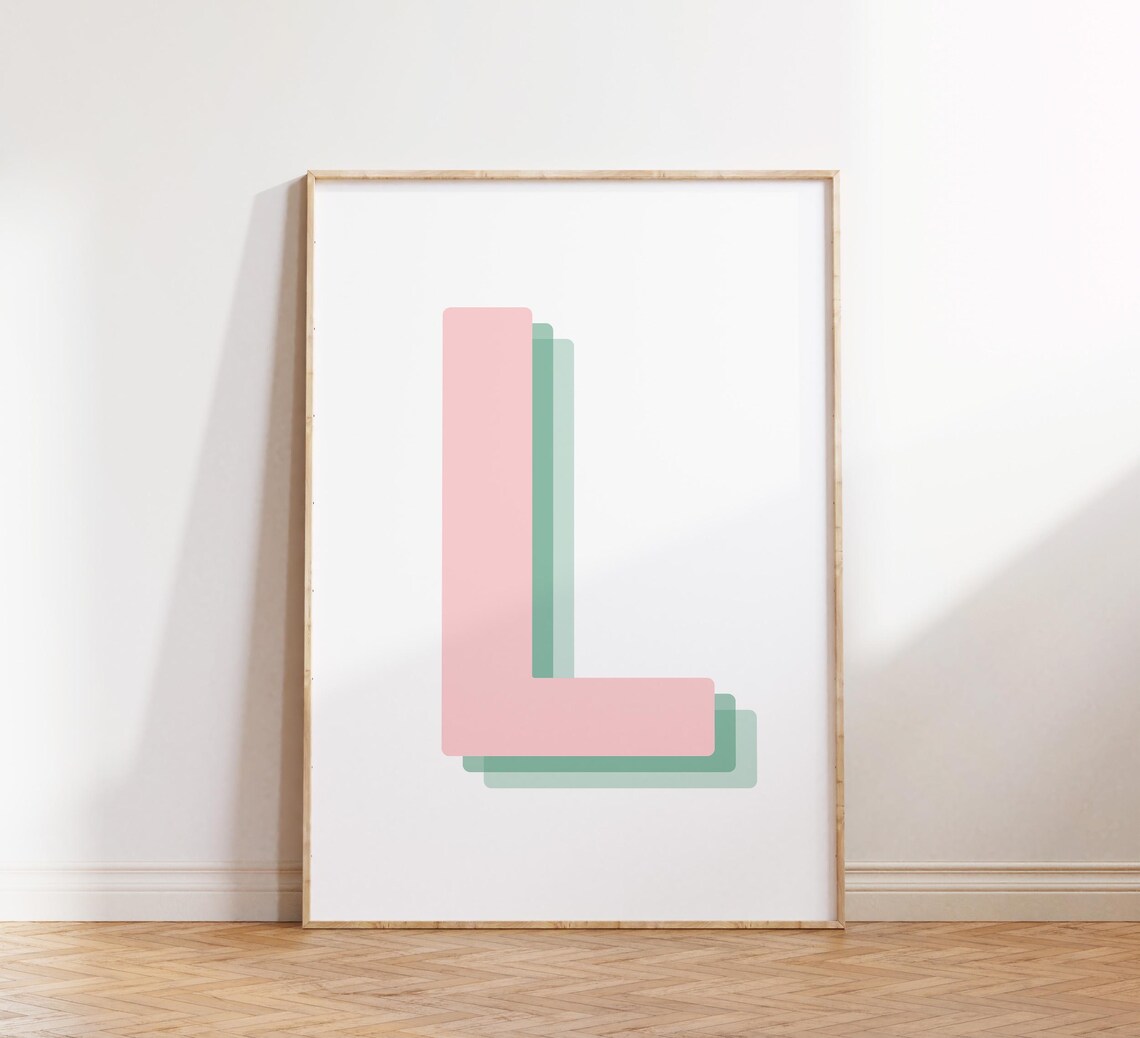 Retro 3D L Letter Poster, Initial Monogram - Image 2