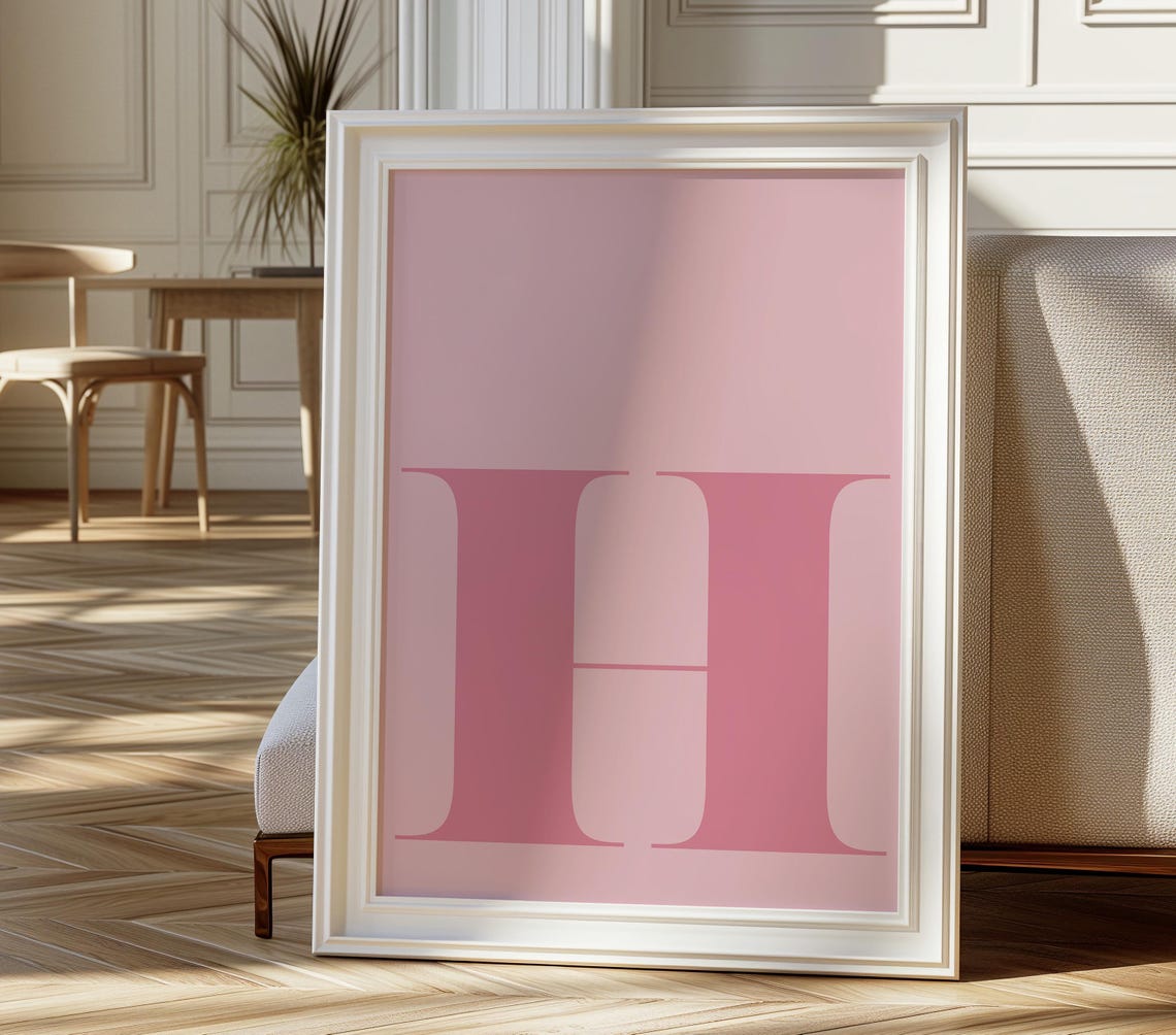 Letter H Poster, Preppy Room Decor