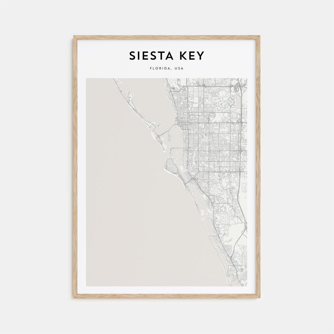 Siesta Key Florida USA Minimalist Street Map Line Art Poster
