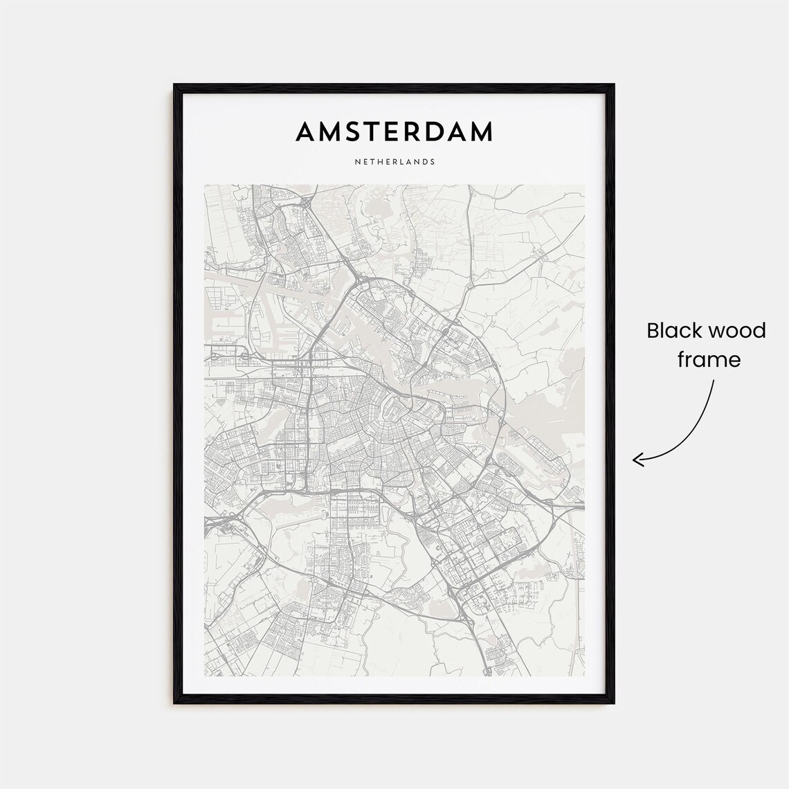 Amsterdam Netherlands Minimalist Street Map City Travel Poster - Image 3