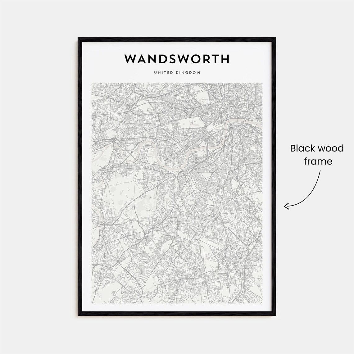 Wandsworth United Kingdom Street Map Poster Minimalist Modern Decor - Image 3