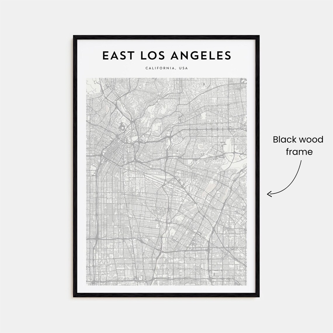 East Los Angeles California, USA Minimalist Street Map Art Poster - Image 3