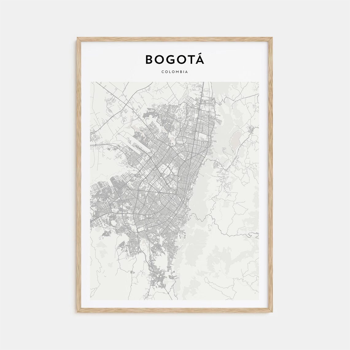 Bogota Colombia Street Map Poster Minimalist Modern Wall Decor