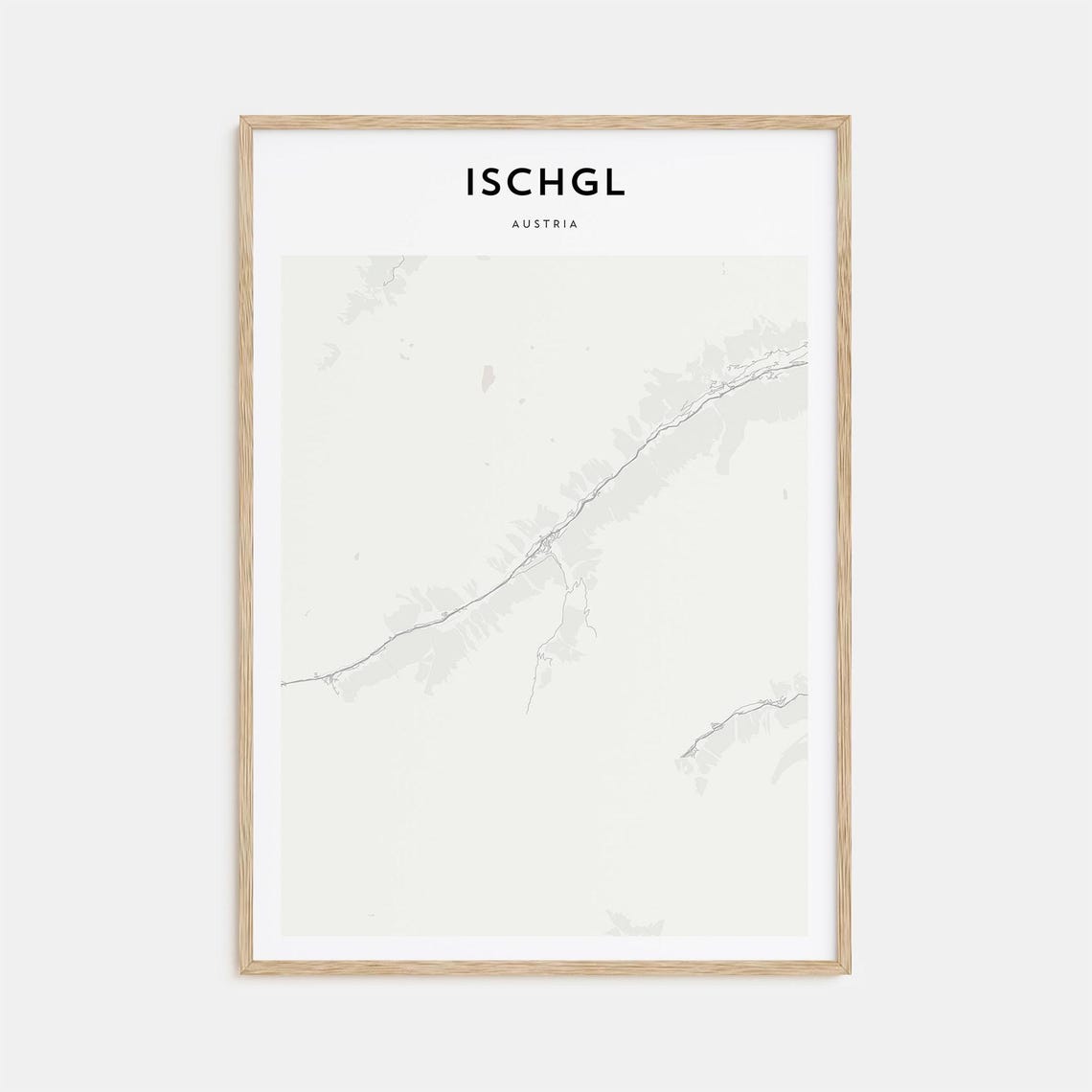 Ischgl Austria Minimalist City Street Map Scandinavian Decor Poster
