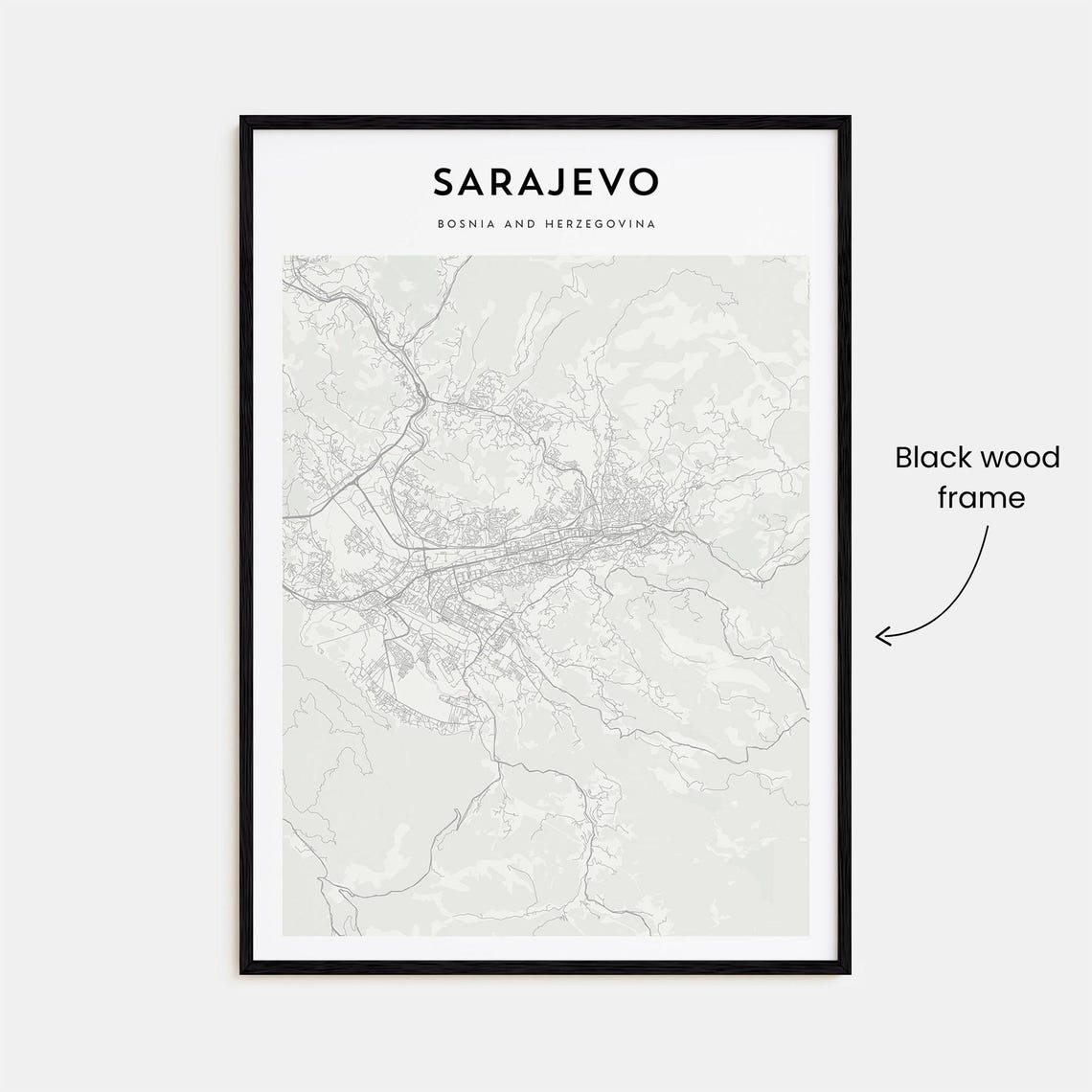 Sarajevo Bosnia And Herzegovina Minimalist Map Travel Poster - Image 3